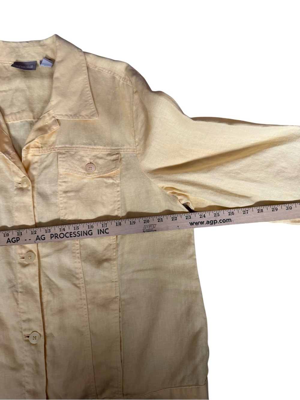 Chico’s 100% Linen Utility Jacket Blazer Yellow Size 3 XL(16) Coastal Resortwear - Picture 3 of 8